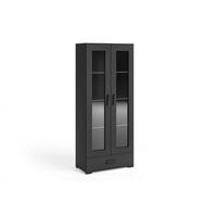 VITRINENSCHRANK ALBANO 186 x 80 cm Schwarz - Schwarz, Holzwerkstoff (80/186/40cm) - MASSENO