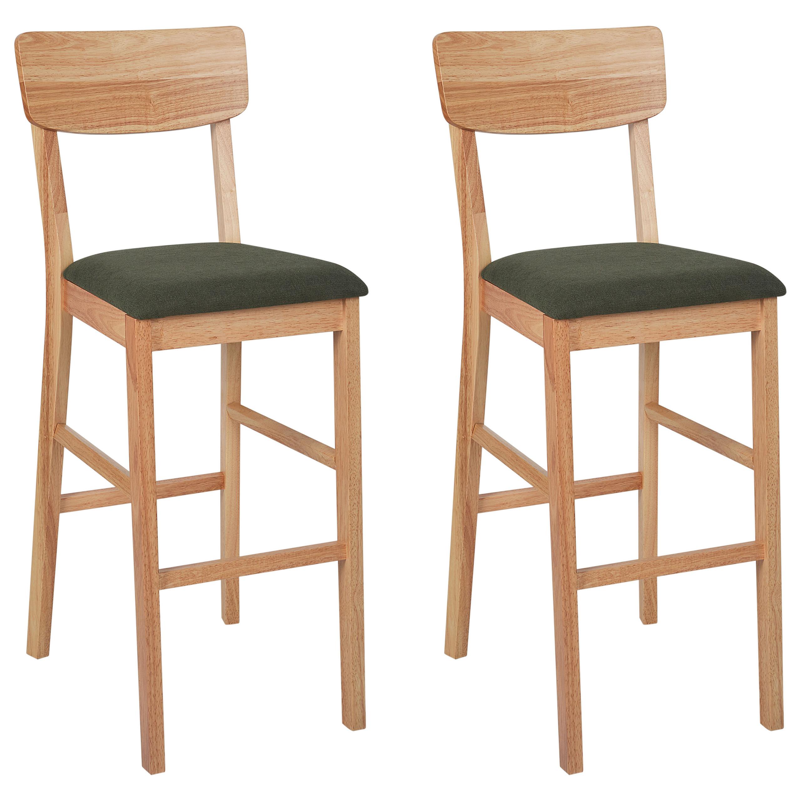BARSTÜHLEN 2er-Set Dunkelgrün Ambler - Dunkelgrün/Braun, Holz (44/113/53cm) - Beliani