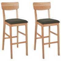 BARSTÜHLEN 2er-Set Dunkelgrün Ambler - Dunkelgrün/Braun, Holz (44/113/53cm) - Beliani
