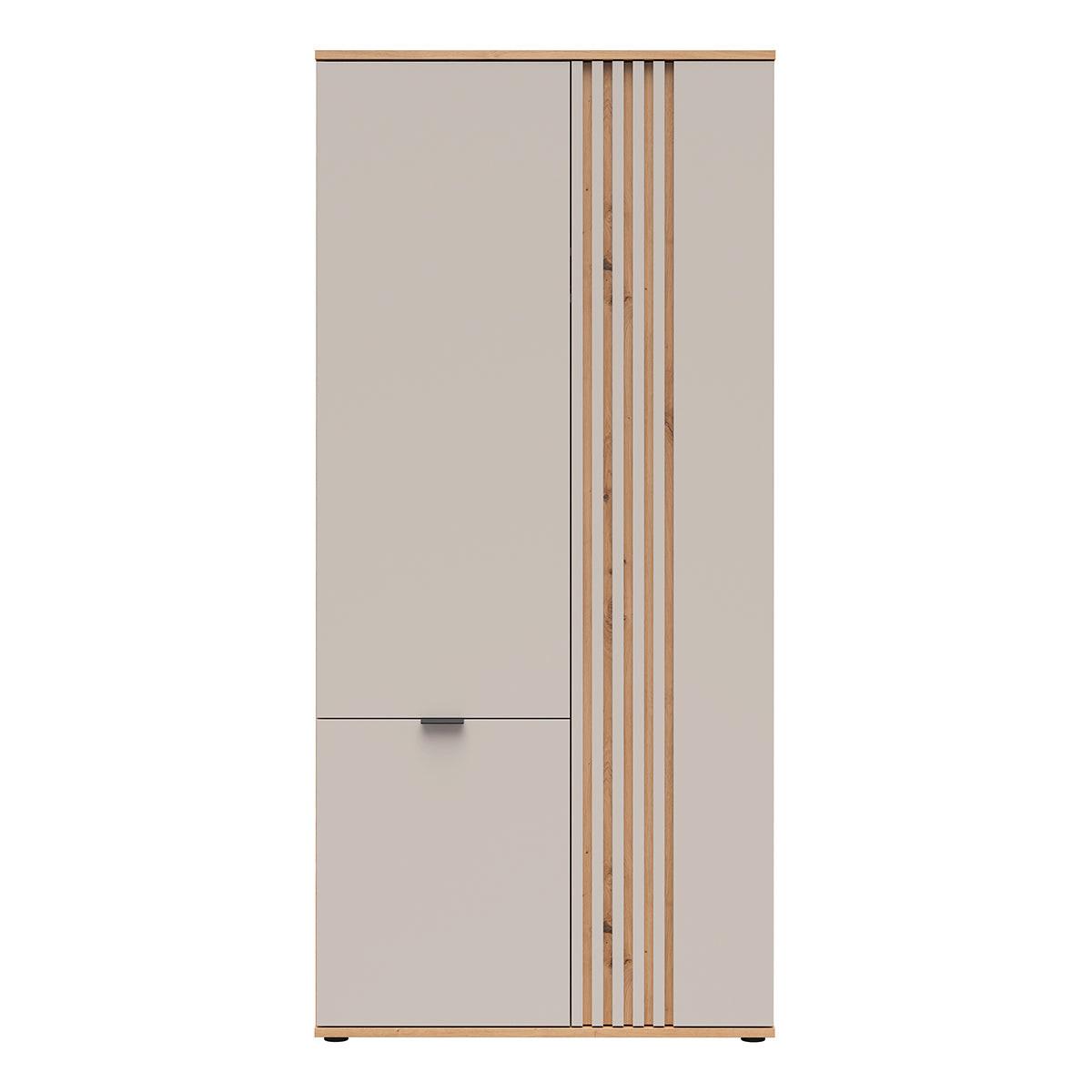 SCHRANK 3 Türen Ezra Kaschmir und Holz - Beige, Holzwerkstoff (90.5/195.5/56cm) - Petits-meubles