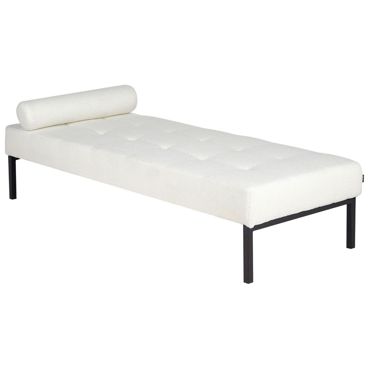 CHAISELONGUE Bouclé Weiß Chinon - Schwarz/Weiß, Textil (178/41/73cm) - Beliani