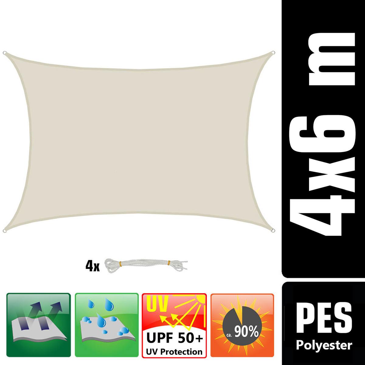 SONNENSEGEL 600/400 cm beige, rechteckig - Beige, Kunststoff (600/400cm) - Amanka