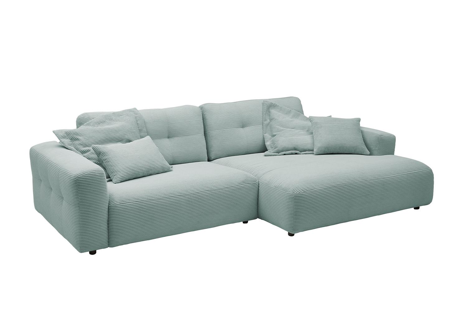 ECKSOFA MIKA Hellblau Cord - Schwarz/Hellblau, Kunststoff/Textil (276/167cm) - KAWOLA