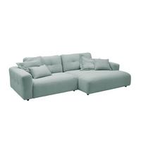 ECKSOFA MIKA Hellblau Cord - Schwarz/Hellblau, Kunststoff/Textil (276/167cm) - KAWOLA