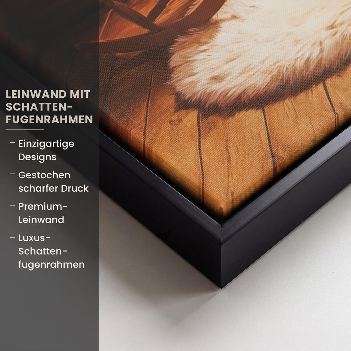 LEINWAND Bilder mit Rahmen - Winter - Weihnachten - Zuhause - Kamin - 70x100 - Bernsteinfarben, Textil (70/100cm) - MuchoWow