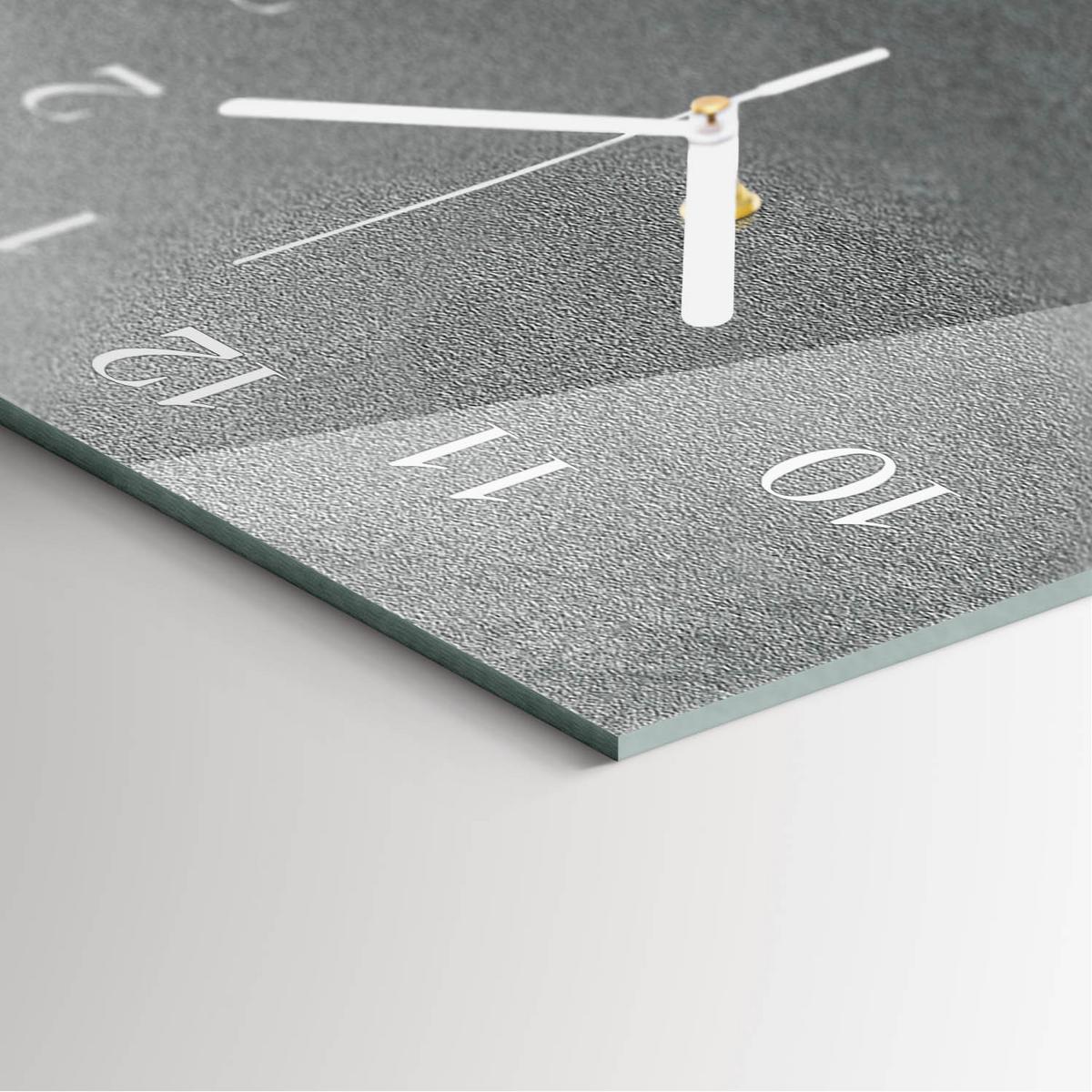 WANDUHR aus Glas 30x60 cm - Marmorwand - Grau, Glas (30/60/0.4cm) - TULUP