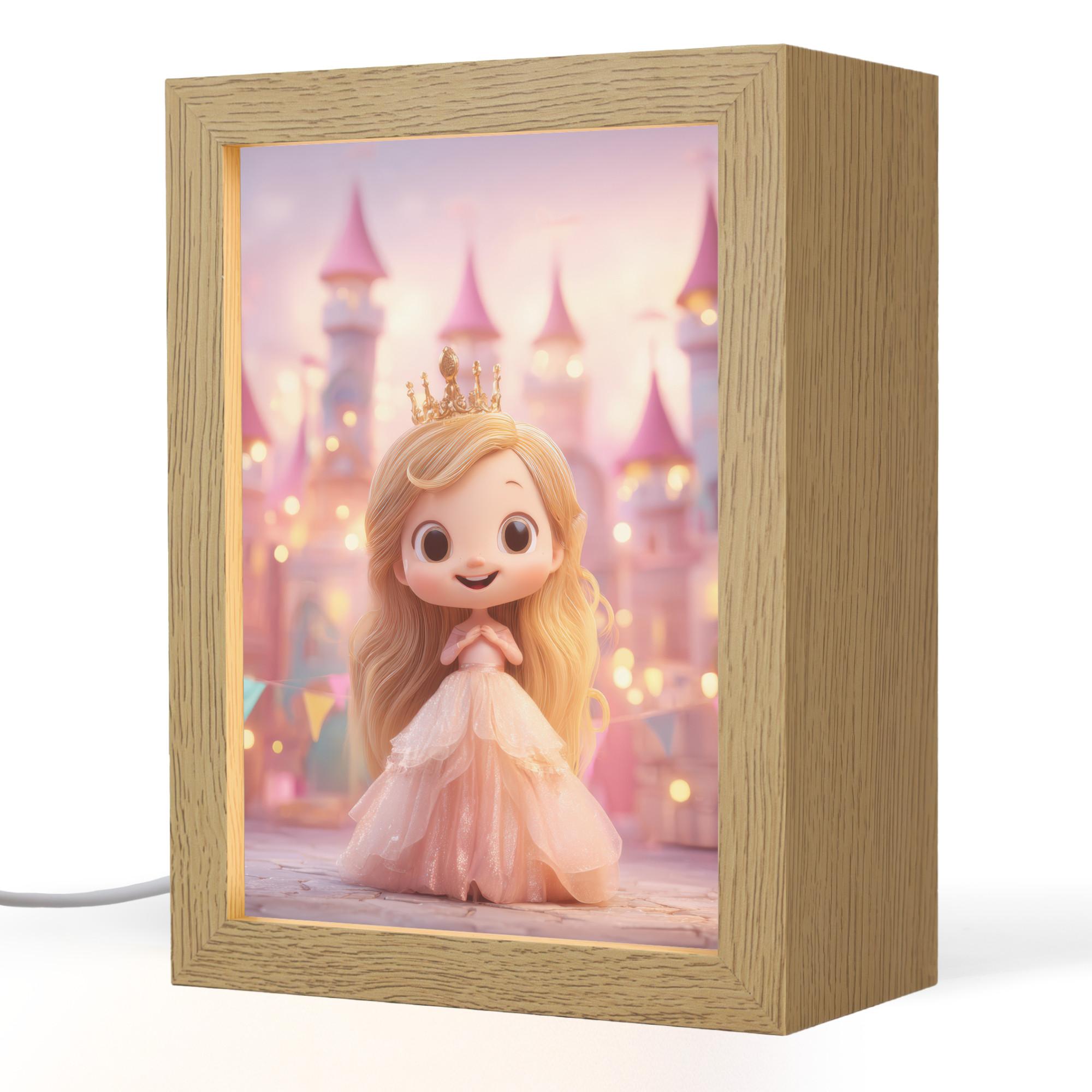 NACHTTISCHLAMPE Prinzessin - Rosa - Schloss 15x20 cm - Rosa, Holzwerkstoff (8/15/20cm) - OnlyWow