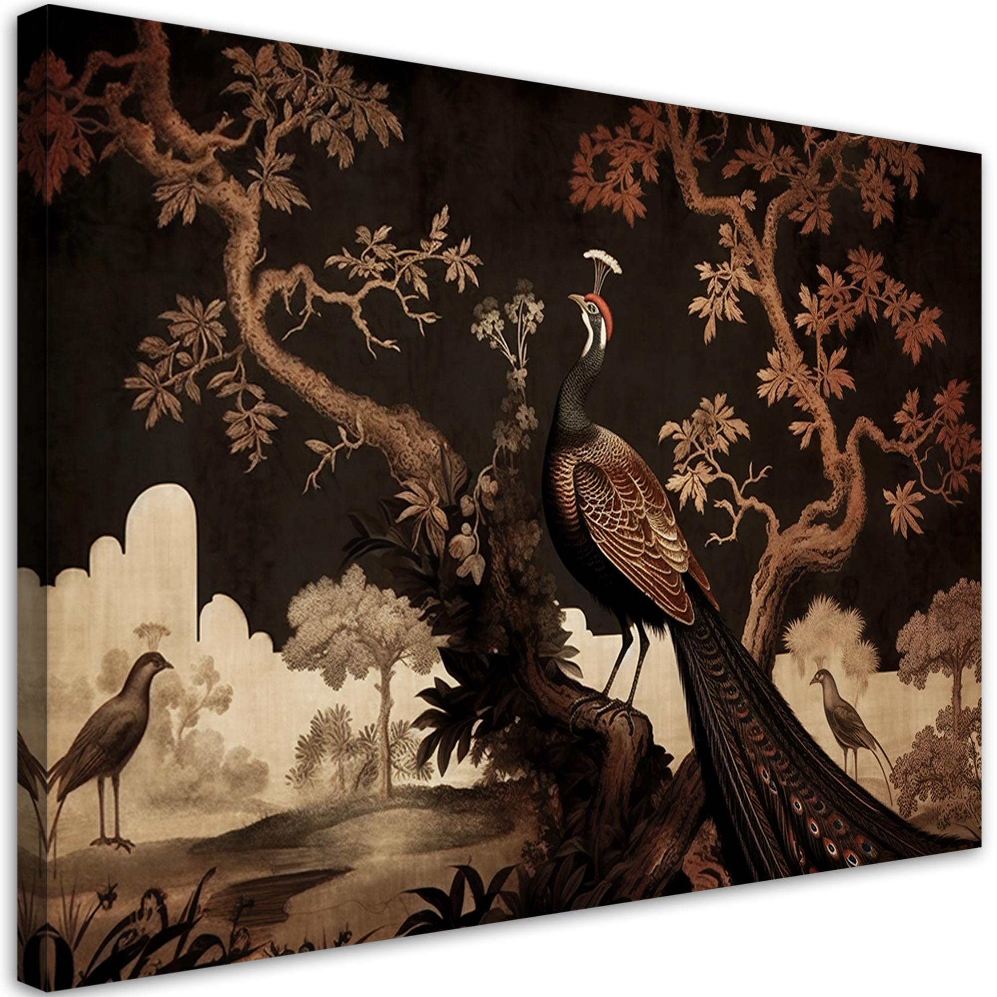 LEINWANDBILD Orientalischer Baumpfau 60x40cm - Braun, Textil (60/40cm) - Feeby