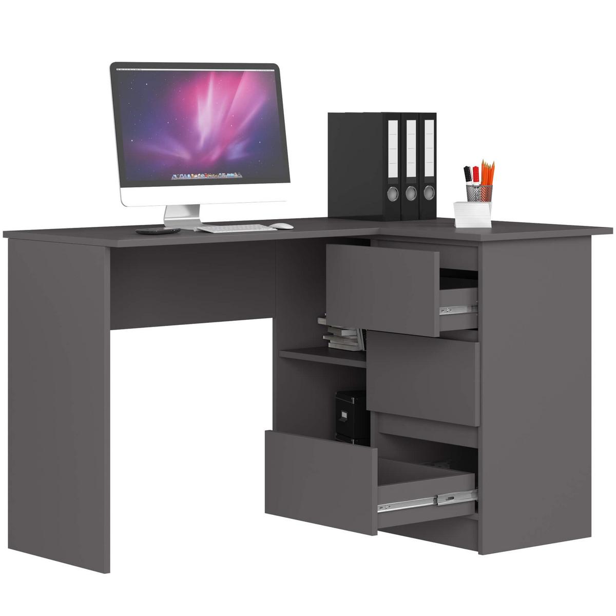 SCHREIBTISCH Graphit Grau 77/124/85 - Graphitfarben, Holzwerkstoff (155/85/77cm) - RAUMHIRSCH FURNITURE