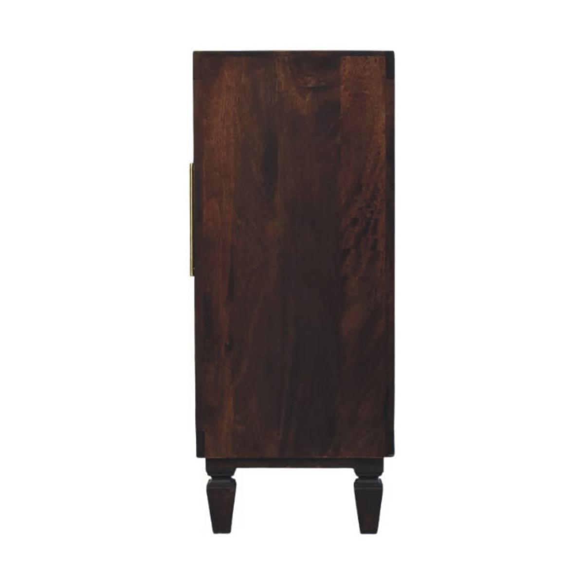 SCHRANK mit Samt-Mokka-Finish, 2 Innenablagen, 2 Türen, dunkelbraun. - Dunkelbraun/Goldfarben, Holz/Metall (85/86/35cm) - Artisan Furniture