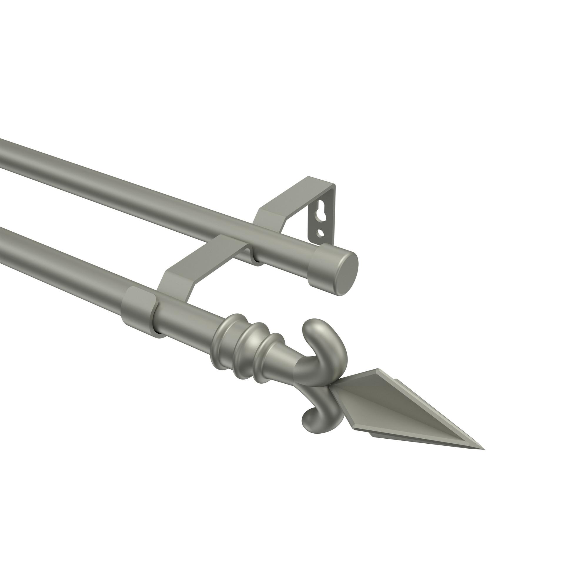 GARDINENSTANGE Olymp Matteo 320 cm (geteilt in 2 x 160 cm), 2-läufig (ohne Ringe), 16 mm Ø Chrom matt - Chromfarben/Nickelfarben, Metall (320cm) - INTERDECO