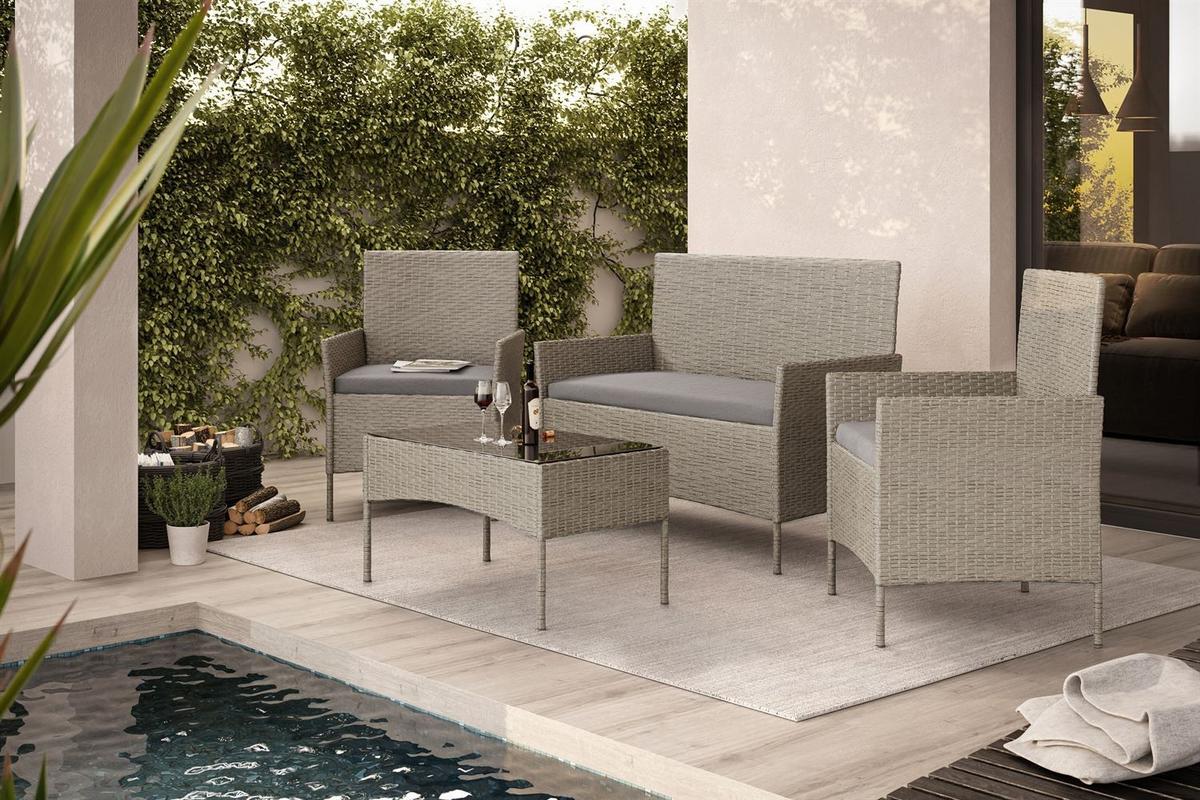 LOUNGEGARNITUR PERGOLA Rattan Gartenmöbelset - Grau, Kunststoff - Lookway