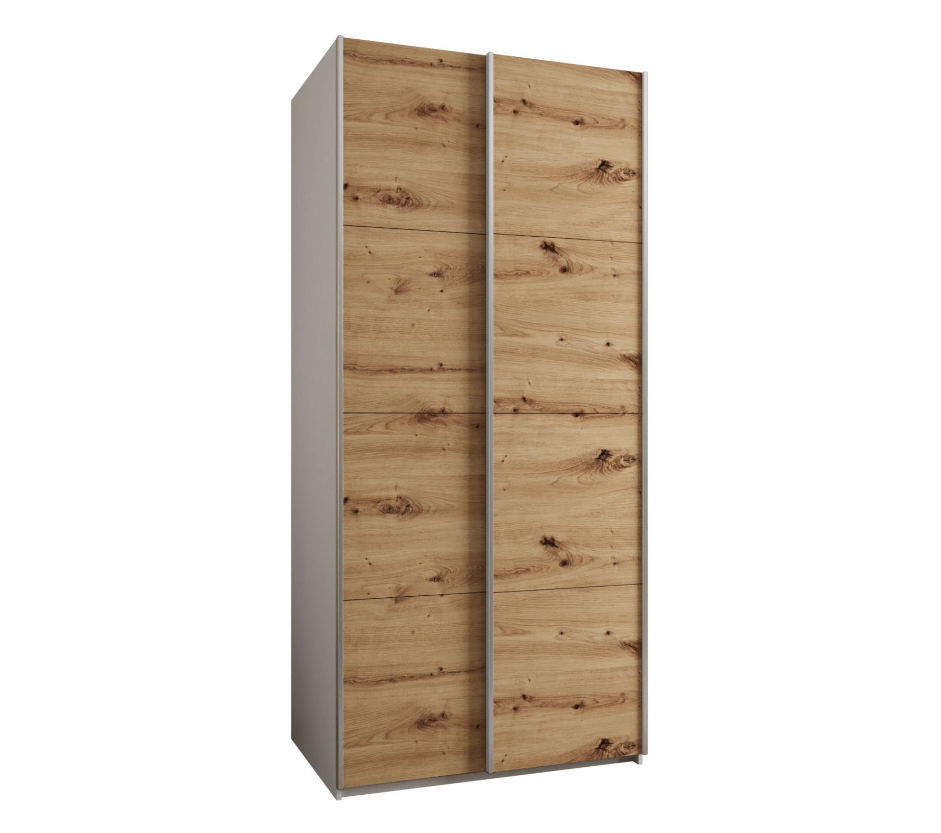 SCHWEBETÜRENSCHRANK 245,5/120/64 2-türig - Silberfarben/Eiche Artisan, Holz/Metall (120/245/64cm) - Abiks Möbel