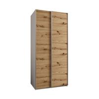 SCHWEBETÜRENSCHRANK 245,5/120/64 2-türig - Silberfarben/Eiche Artisan, Holz/Metall (120/245/64cm) - Abiks Möbel