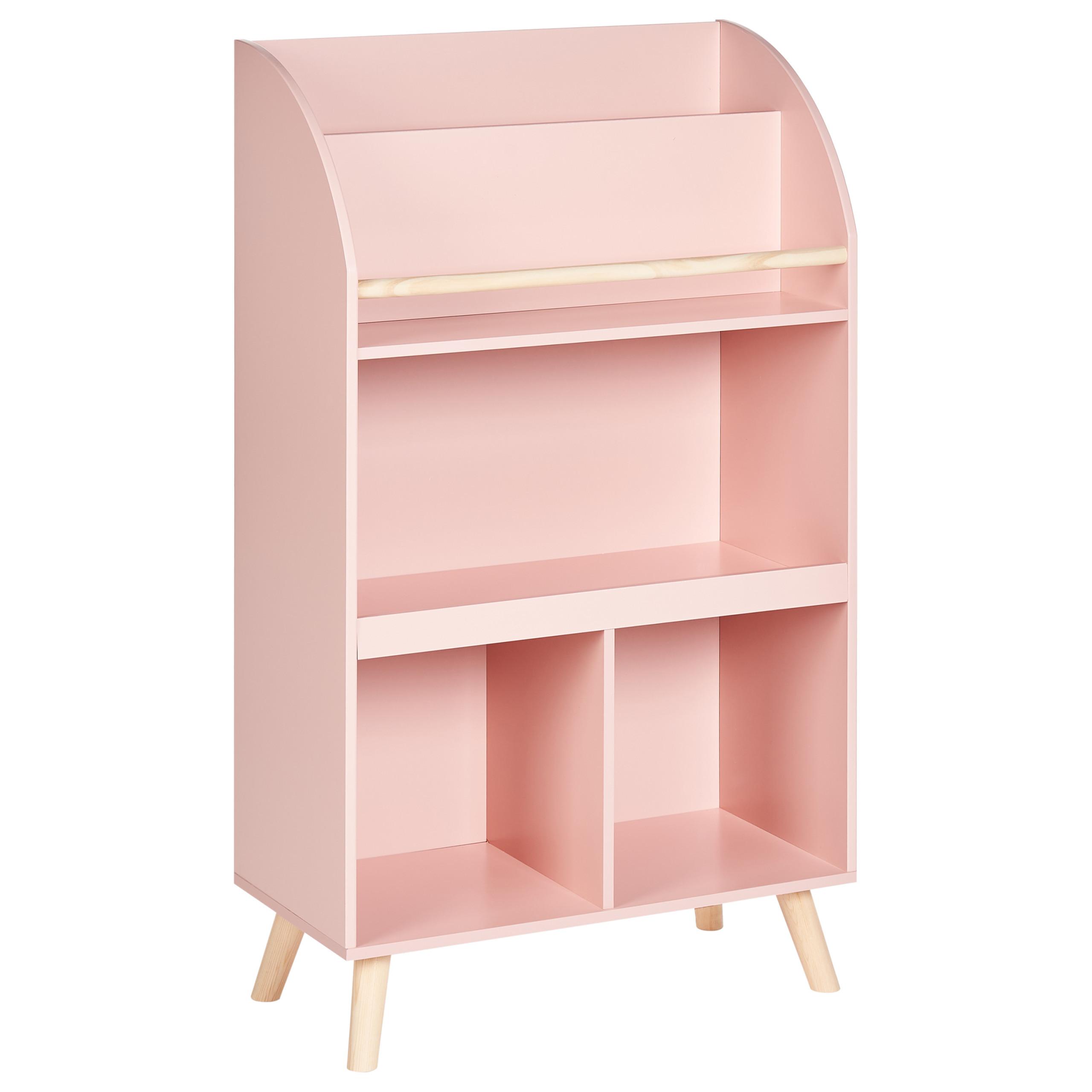 BÜCHERREGAL mit 3 Ebenen 102 cm Pastellrosa Liloet - Pink, Holzwerkstoff (60/102/30cm) - Beliani