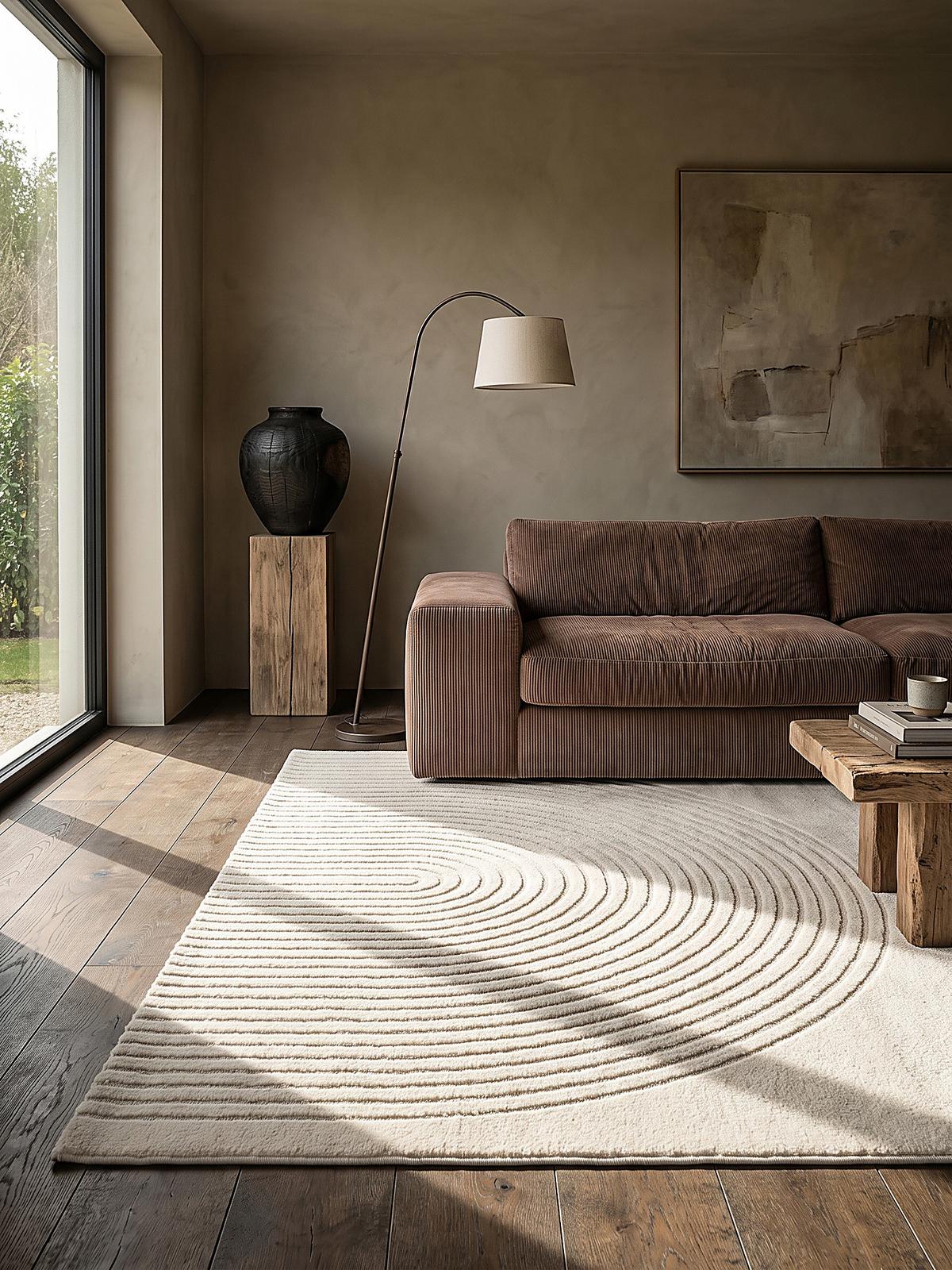 KURZFLORTEPPICH Geometrisch MUOTA Polypropylen Creme 120 x 160 cm - Beige, Textil (120/160cm) - KADIMA DESIGN