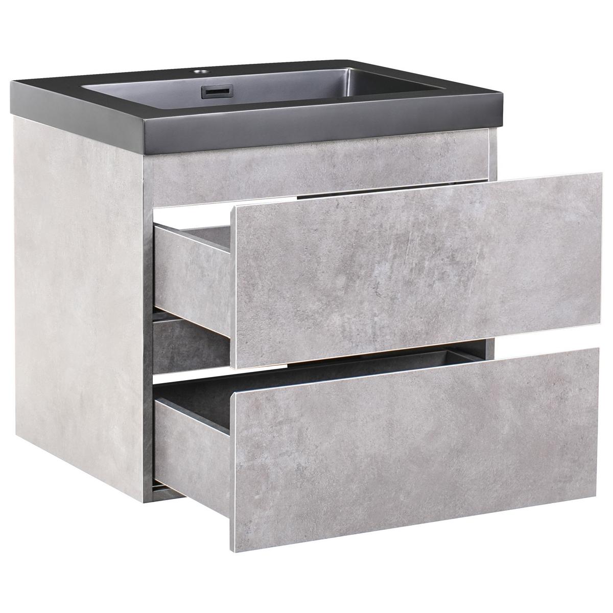 WASCHBECKENUNTERSCHRANK wandmontiertk mit Waschbecken Grau Cardiel - Grau, Holzwerkstoff (60/55/74cm) - Beliani