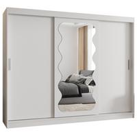 SCHIEBETÜRENSCHRANK mit Spiegel SPOTI 200/250/62 3-türig - Silberfarben/Weiß, Holz (250/200/62cm) - MÖBEL KRYSPOL