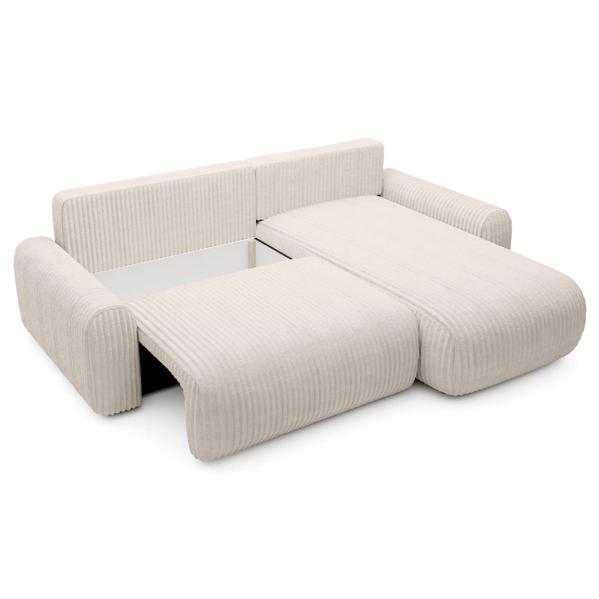 ECKSOFA Lelu Creme beidseitig - Creme/Schwarz, Kunststoff/Textil (245/165cm) - Selsey
