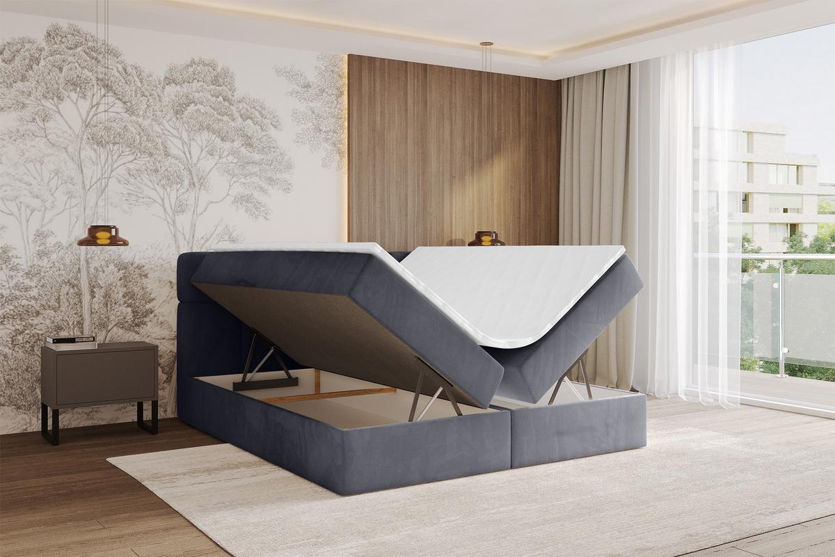 BOXBETT mit Matratze H3 - FAMA - 180x200 cm Dunkelgrau Casablanca - Dunkelgrau, Holzwerkstoff (180/200cm) - ALTDECOR