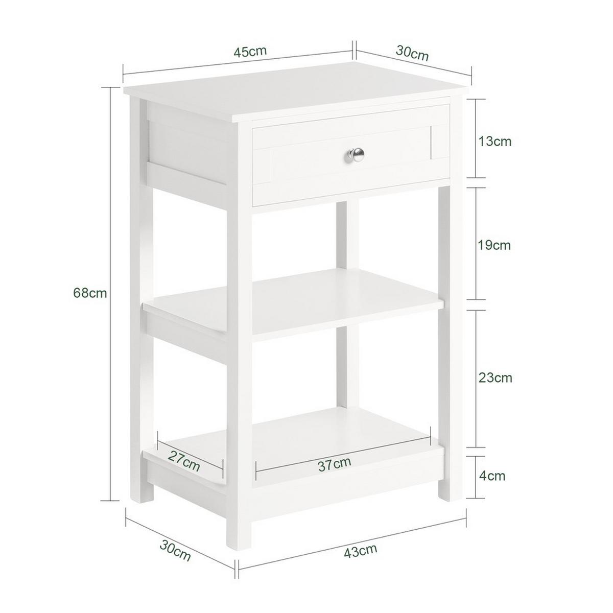 NACHTTISCH mit Schublade und zwei Ablagen FBT46-WX2 - Ahornfarben, Fell (45/68/30cm) - SoBuy
