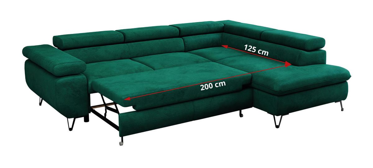 ECKSOFA PEDRO L Dunkelgrün Velvet - Links Seite - Dunkelgrün/Schwarz, Textil/Metall (208/273cm) - MKS