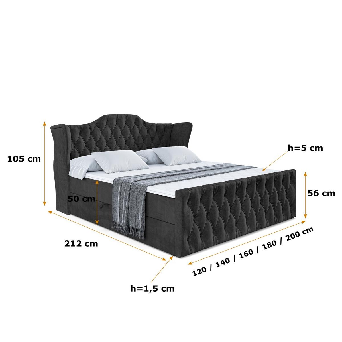 BOXBETT VILA-Z - 140x200 cm - H4 - Schwarz - Schwarz, Holzwerkstoff (140/200cm) - ALTDECOR