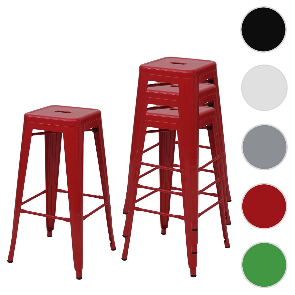 BARHOCKER METALL Rot 4er-Set - Rot, Metall (43/77/43cm) - MCW