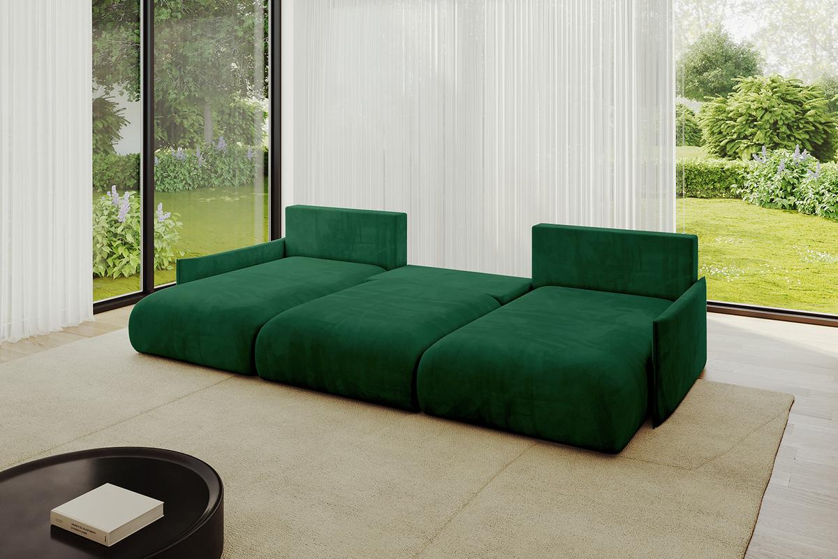 WOHNLANDSCHAFT mit Schlaffunktion und Bettkasten ONESK-U-v1 317x177x72 Grün Velours - Grün, Holzwerkstoff/Kunststoff (317/72/177cm) - ALTDECOR