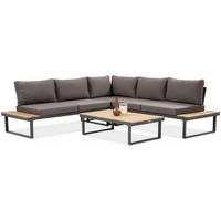GARTENSET Madison mit Ecksofa und Kaffeetisch, Modulares Set, Metallbeine, Dunkelgrau - Dunkelgrau, Metall - Beautysofa