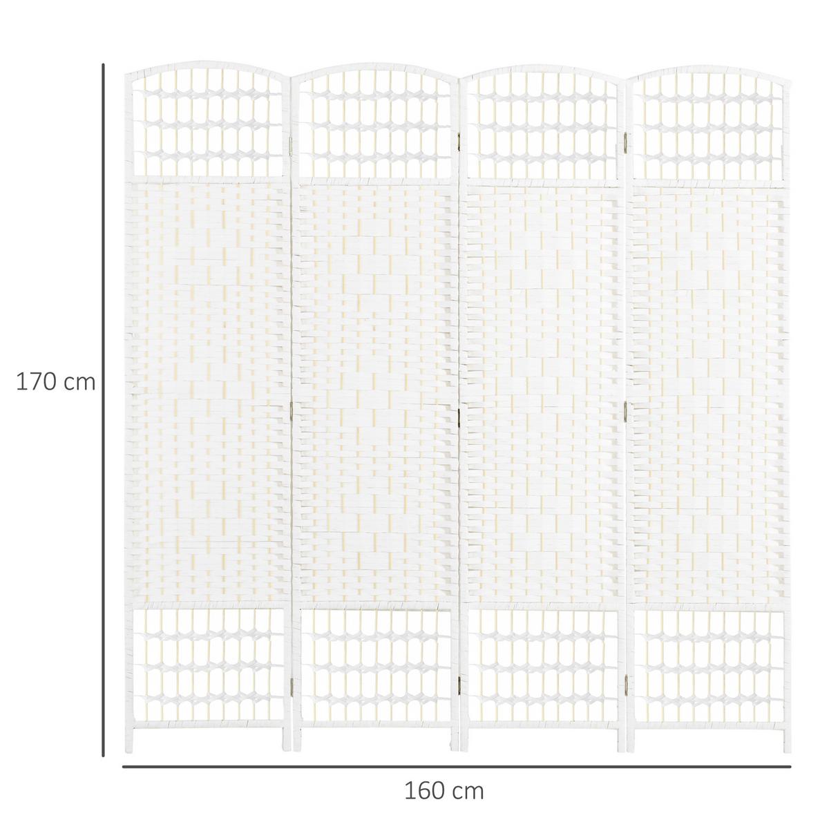 PARAVENT 4 TLG. Faltbar aus Wellenfaser Weiß - Weiß, Holz (1.5/170/160cm) - HOMCOM