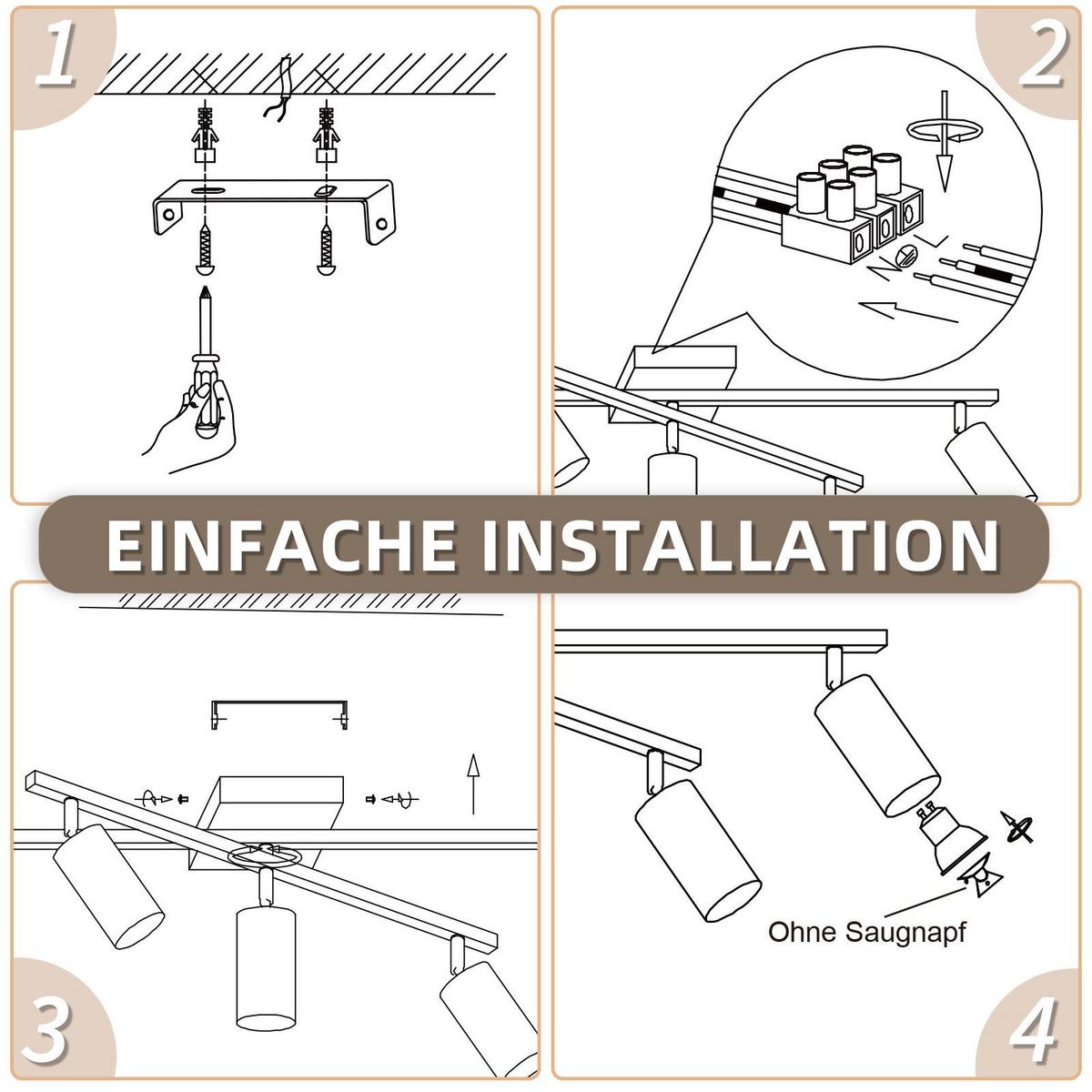 DECKENSTRAHLER Berlinchen 5-flammig 77.5/57.5/21 cm - Weiß, Metall (77.5/57.5/21cm) - Nettlife