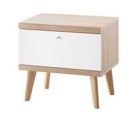 NACHTTISCH weiß, Eiche Riviera, Nachtkommode skandinavisch, 54 x 50 cm - Eichefarben/Weiß, Holz/Holzwerkstoff (40/50/54cm) - Furn.Design