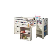 HOCHBETT Karolina 210x114x106 Massivholz+MDF Weiß Kommode Regal - Weiß, Holz (90/200cm) - 58aufmkessel