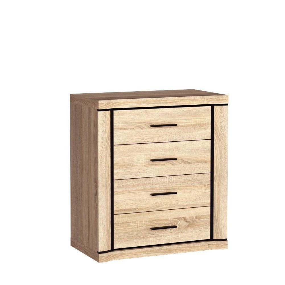 KOMMODE MALAGA 80,5/91/45cm mit 4 Schubladen Türen Sonoma Eiche - Sonoma Eiche, Holzwerkstoff (80.5/91/45cm) - MASSENO