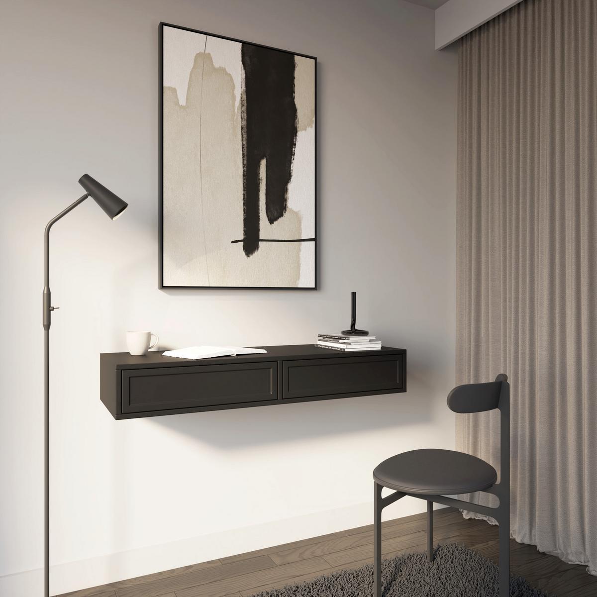 WANDKONSOLE Velveto Schwarz 110 cm - Schwarz, Holzwerkstoff (110/17/40cm) - Selsey