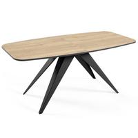 ESSTISCH Ferini, Ovaler Tisch mit Ausziehfunktion, 160-200x80 cm, Schwarz+eiche Halifax - Eichefarben/Schwarz, Metall (180/80/76cm) - Beautysofa