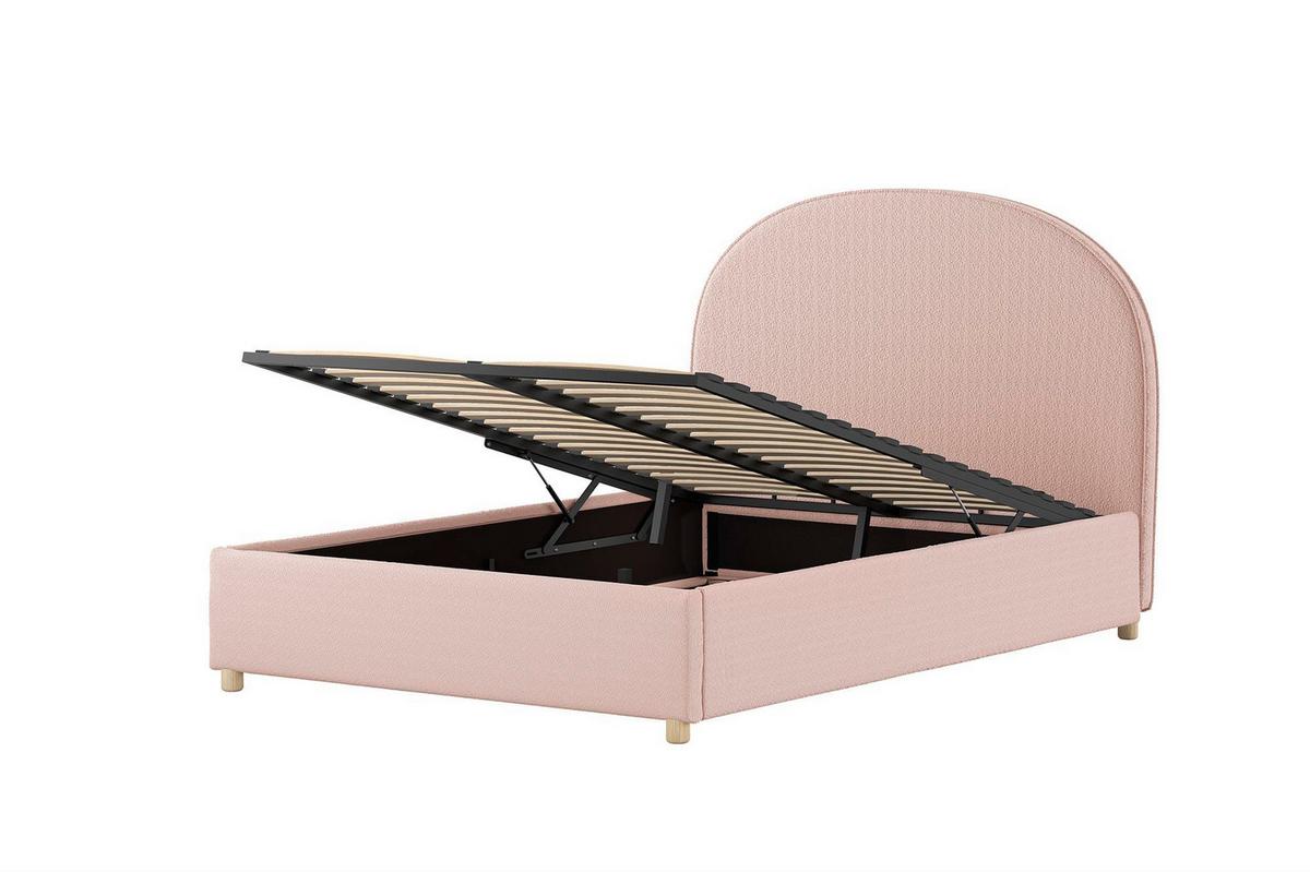 POLSTERBETT Karlotta 140x200 mit Bettkasten Bouclé Stoff rosa - Rosa, Kunststoff (140/200cm) - 58aufmkessel