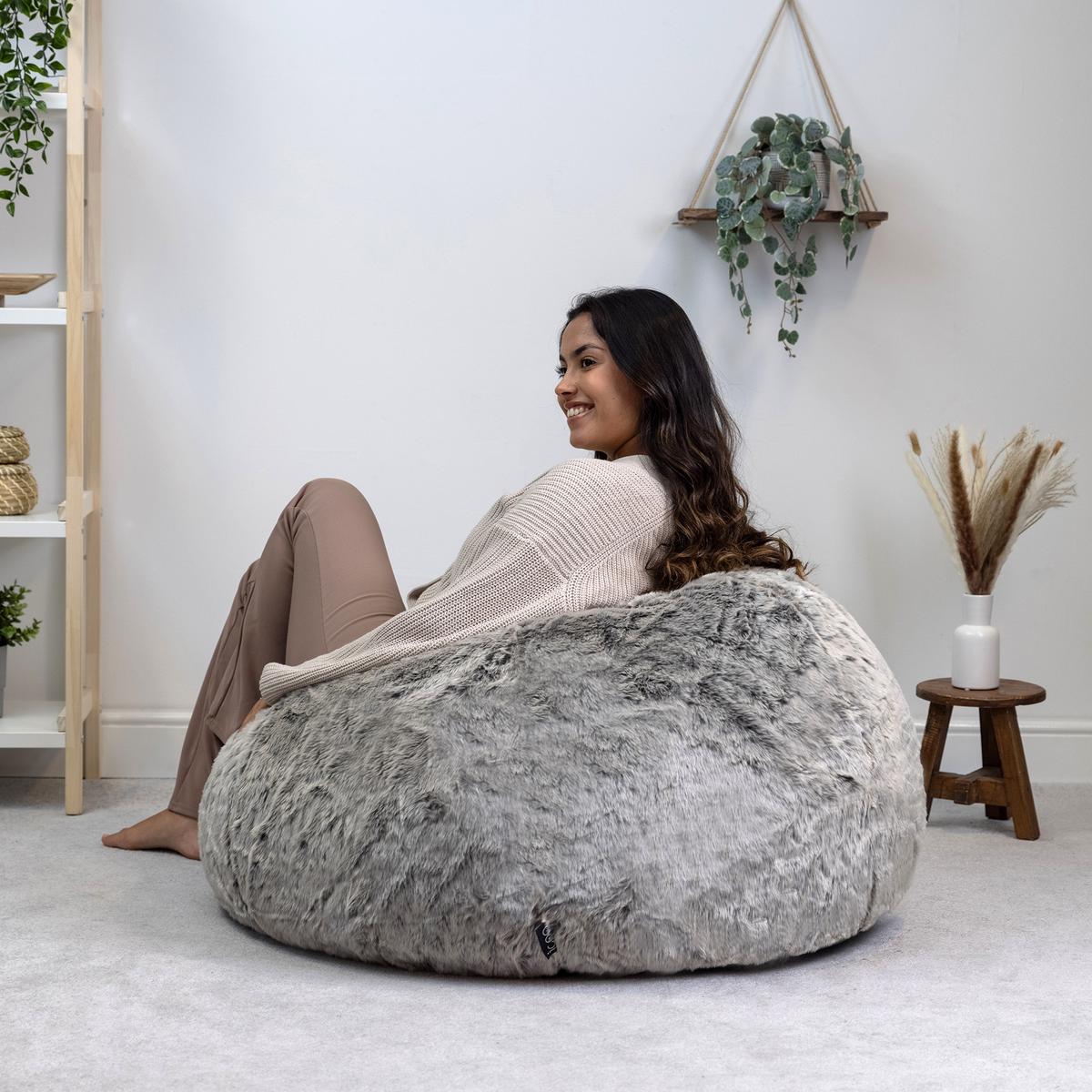 SITZSACK Kingston aus Kunstfell - Anthrazit/Grau, Kunststoff (85/50/85cm) - icon