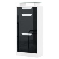 SCHUHSCHRANK Fiesta Schwarz Hochglanz / Weiß Hochglanz - Schwarz Hochglanz, Holzwerkstoff (46/104/23cm) - Vladon
