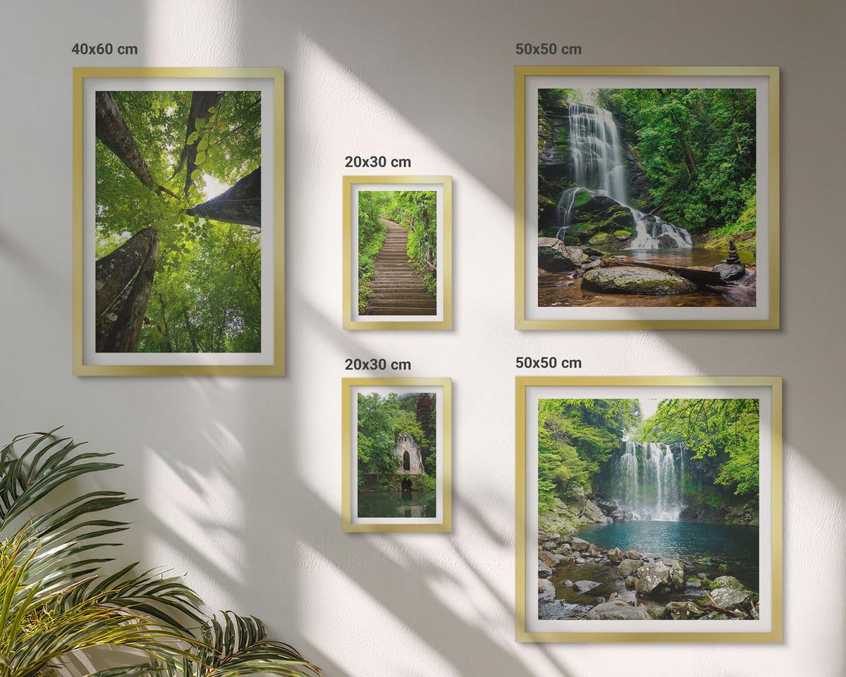 BILDER SET 5er Set - 50x50 cm & 20x30 cm & 40x60 cm Goldrahmen - Denkmäler Europas in warmen Farben - Goldfarben, Kunststoff (40/60cm) - TULUP