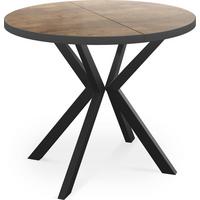 ESSTISCH Vincento runder ausziehbar, Lefkas Eiche 100-180/100/76 cm - Alteiche/Schwarz, Holzwerkstoff/Metall (100/180/76cm) - WFL GROUP