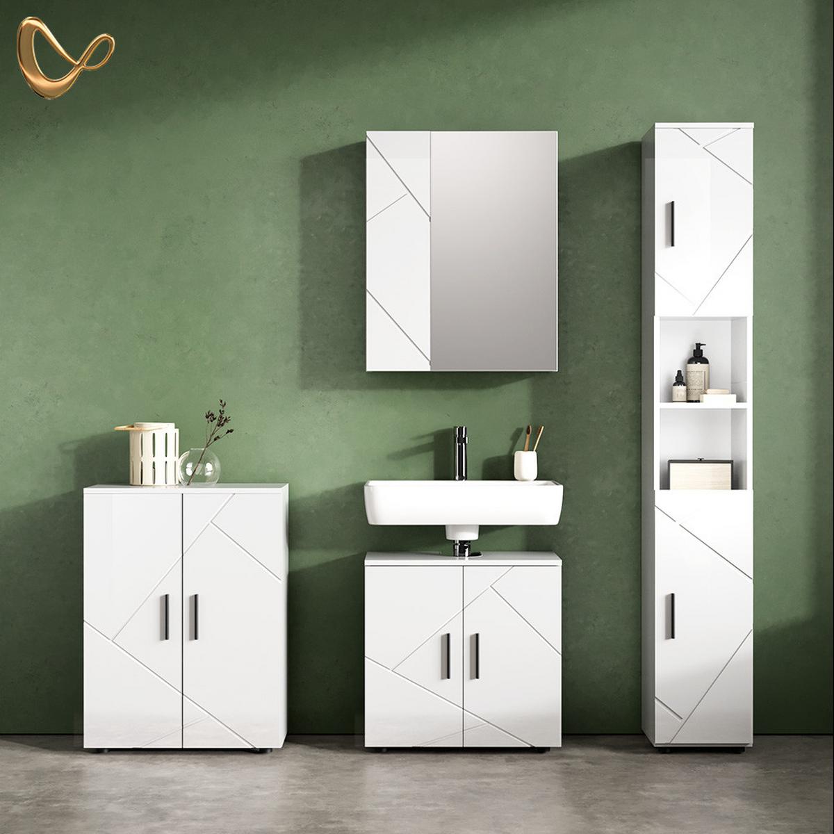 SPIEGELSCHRANK Ronco Weiß Hochglanz/Weiß 60 x 75 cm - Weiß Hochglanz/Weiß, Holzwerkstoff (60/75/17.2cm) - Livinity®