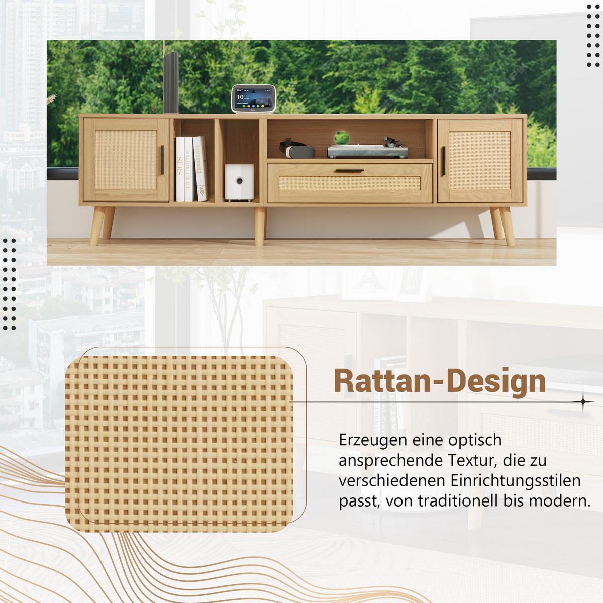 TV-MÖBEL Holzfarben 180/40/54cm - Braun, Holzwerkstoff/Metall (40/54/180cm) - Urban Meuble