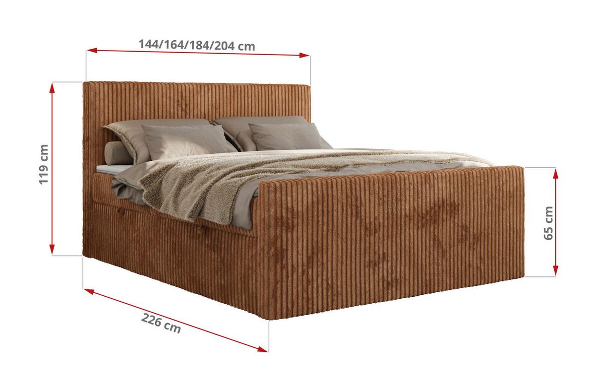 BOXBETT TILIANO DUO 180/200 - Orange Cord - H4 - Orange, Textil (180/200cm) - MKS