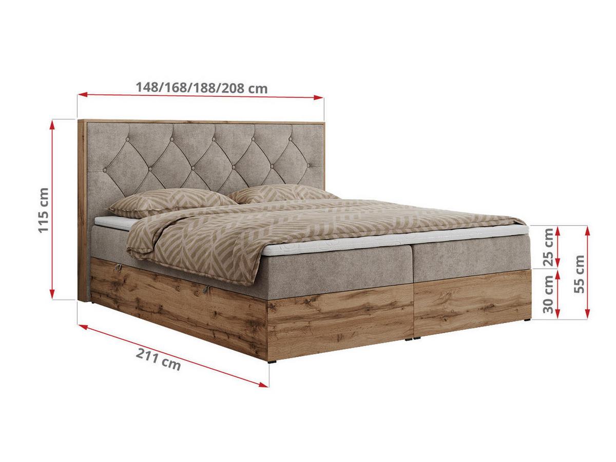 BOXBETT VENETO 140/200 Beige Struktur - H4 - Beige, Holz/Textil (140/200cm) - MKS