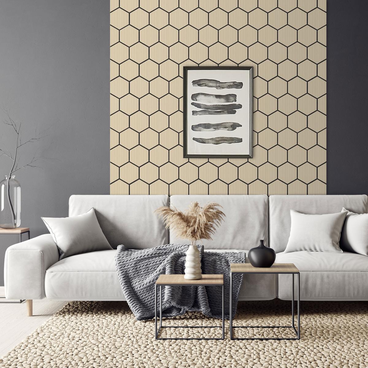 AKUSTIKPANEEL 2er Set Schallschutzplatten Hexagon Eiche Holzoptik 66x81x2 cm aus Filz - Hellbraun, Holzwerkstoff (2.1/81.1/66.6cm) - ML-DESIGN