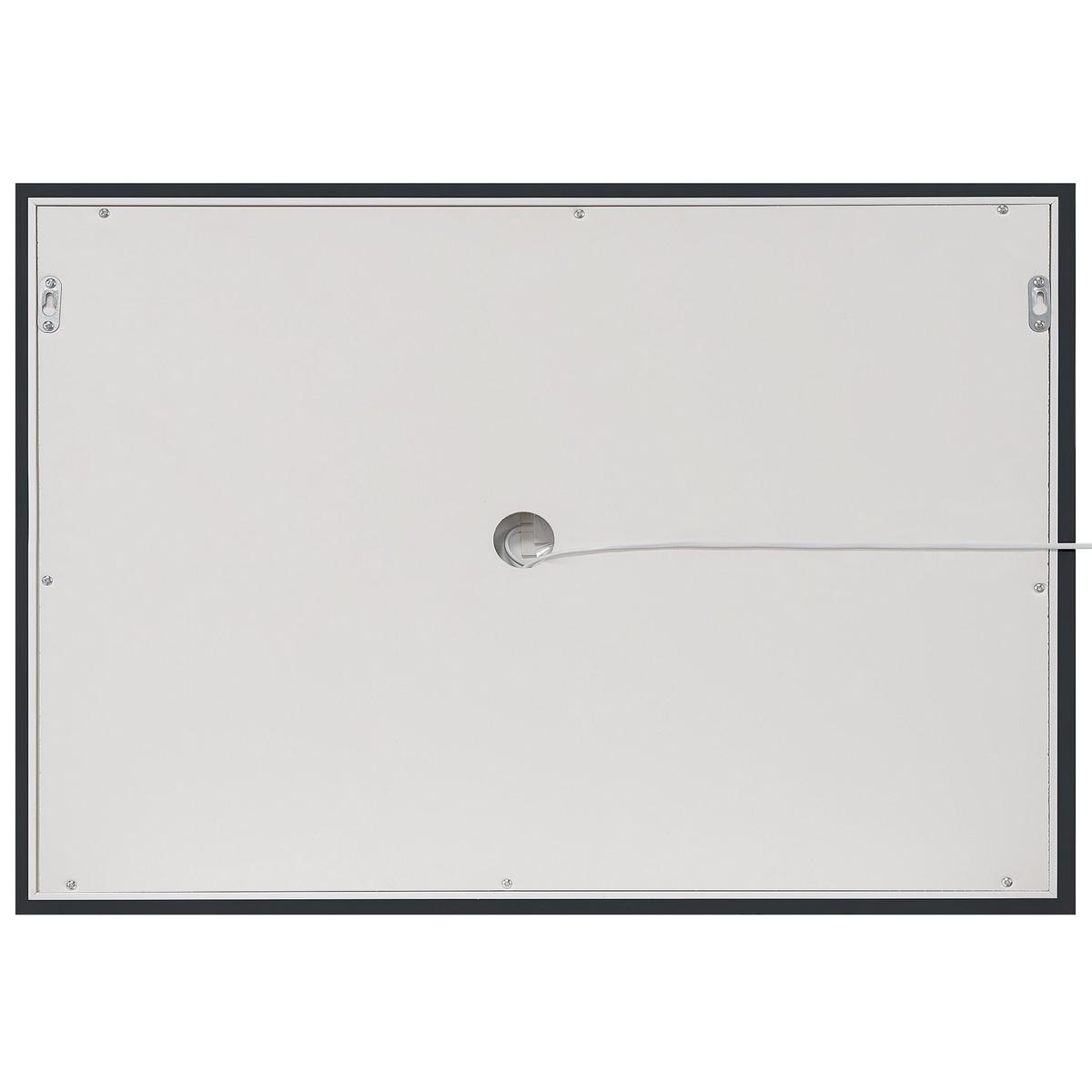 BADSPIEGEL mit LED-Beleuchtung rechteckig 80/60 cm Eyre - Silberfarben, Kunststoff (80/60/4cm) - Beliani
