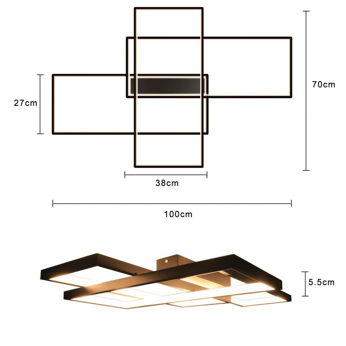 LED-DECKENLEUCHTE Caroline 100/70/8 cm - Schwarz, Metall (100/70/8cm) - ZMH