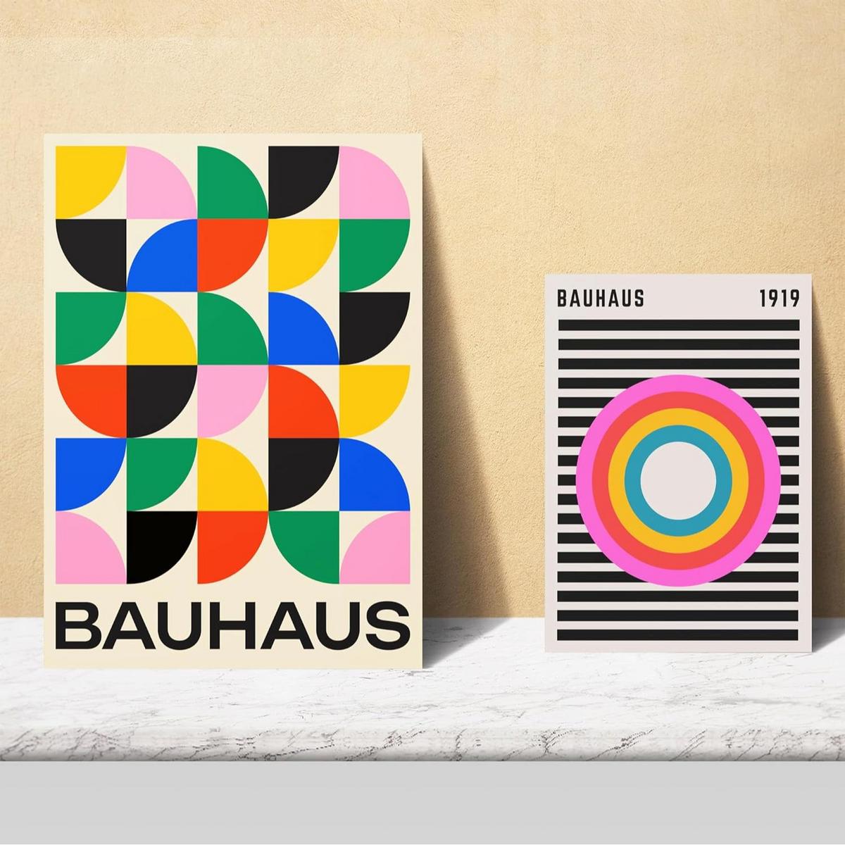 POSTER Set Mit 6 Bauhaus – Geometrische Formen In Leuchtenden Farben Designillustrationen Zur Der Wände Ihres Zuhauses Räume A3 & A4 Rahmenlos - Klar, Papier (29/3cm) - Nacnic